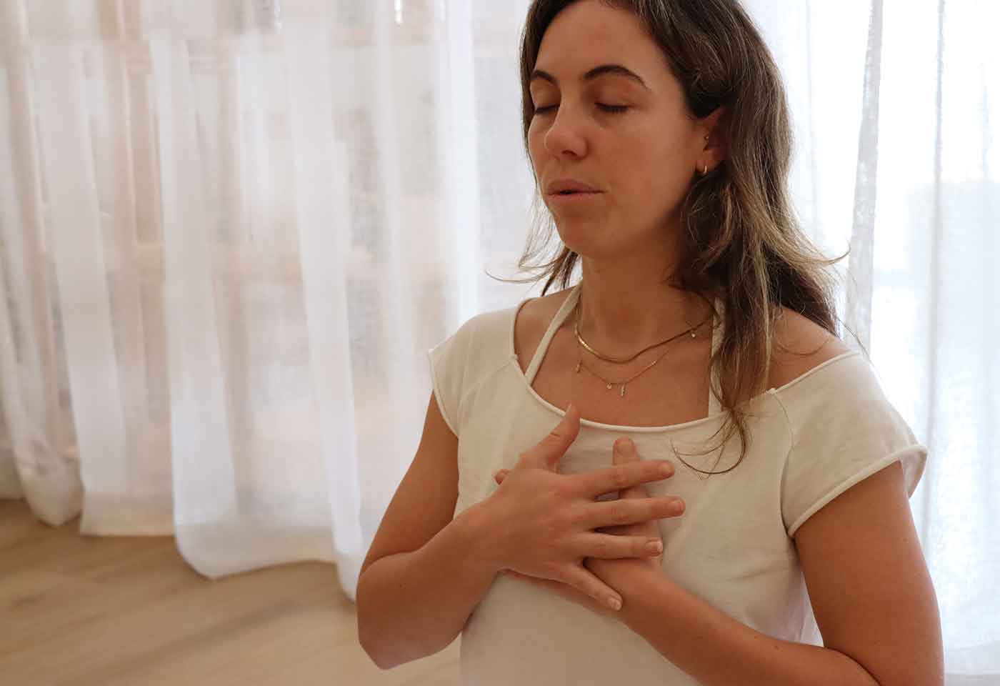 Coaching breath work at CalmBar in Rozelle, Sydney